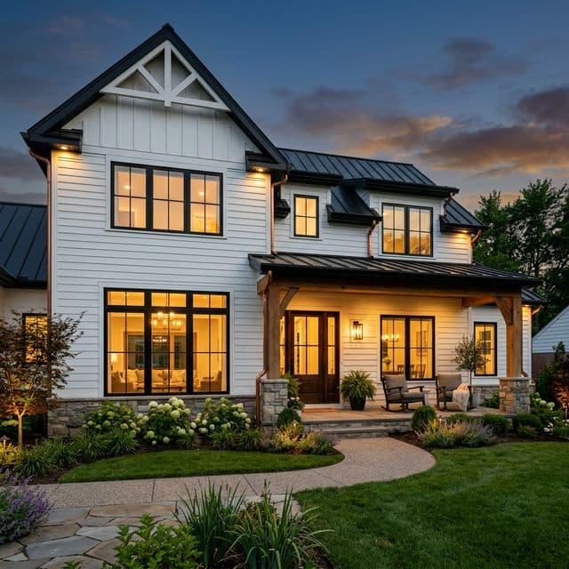 Clean modern farmhouse with cozy atmosphere